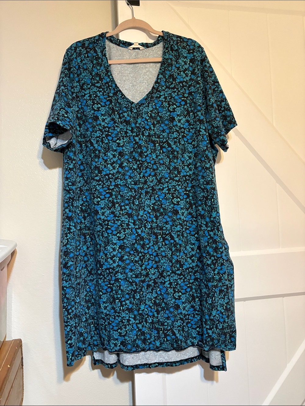 Terra & Sky Teal and Black Floral Midi Dress